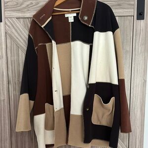 Susan BristolWool Jacket in Deep Brown and Cream